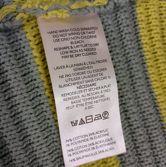 NEW Free People Links Pullover Oversized Sweater Yellow/Grey Stripe Combo Medium - Picture 7 of 7